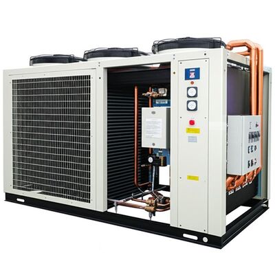 উচ্চ নিম্ন চাপ ওভারলোড সহ ফিনিড কন্ডেনসার ওয়াটার চিলার মেশিন অ্যান্টিফ্রিজিং ফেজ সিকোয়েন্স সুরক্ষা সিস্টেম গোলমাল স্তর 65dBA